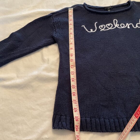 Talbots Womens Sweater Petite Small Weekend Navy 3/4 sleeve - Picture 8 of 10